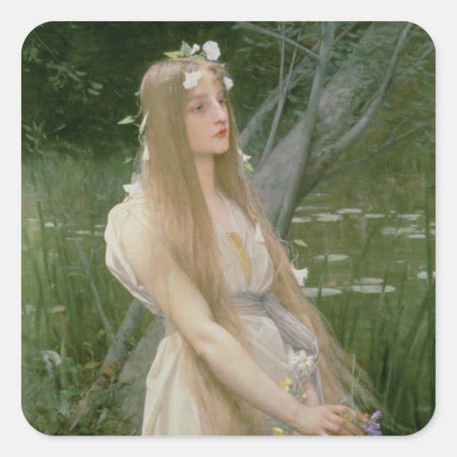 Ophelia (oil on canvas) square sticker (Front)