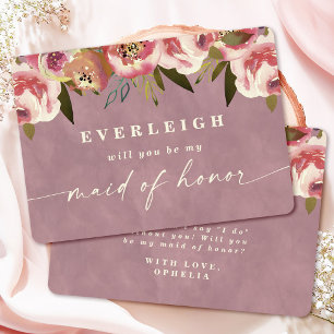 Ophelia Pink Floral Maid of Honour Proposal Card