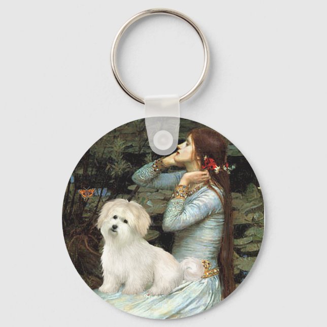 Ophelia Seated - Coton de Tulear 7 Keychain (Front)
