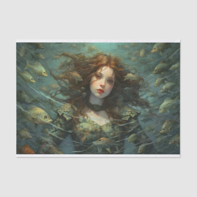 Ophelia sinking down with the fish tissue paper (Front)