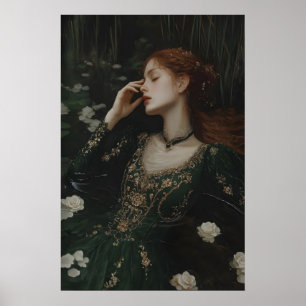 Ophelia Victorian Woman in Water Printable Dark Poster