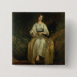 Ophelia weaving her garlands, 1842 (oil on panel) 2 inch square button