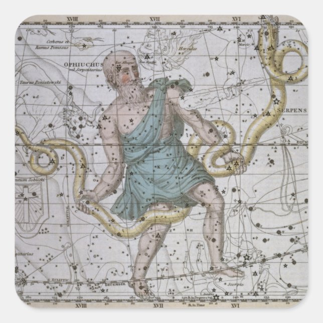 Ophiuchus or Serpentarius, from 'A Celestial Atlas Square Sticker (Front)