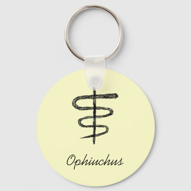 Ophiuchus. Zodiac Sign. Black Sketch. Keychain (Front)