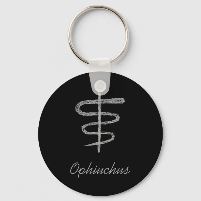 Ophiuchus. Zodiac Sign in Grey. Keychain (Front)