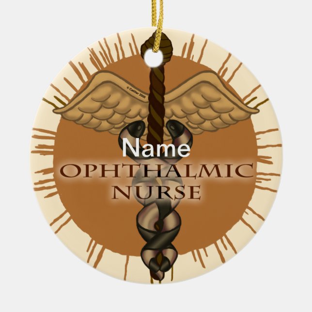 Ophthalmic Nurse Caduceus Ceramic Ornament (Front)