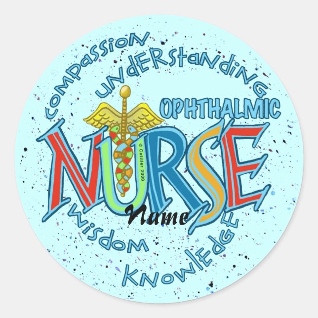 Ophthalmic Nurse Motto custom name Sticker (Front)