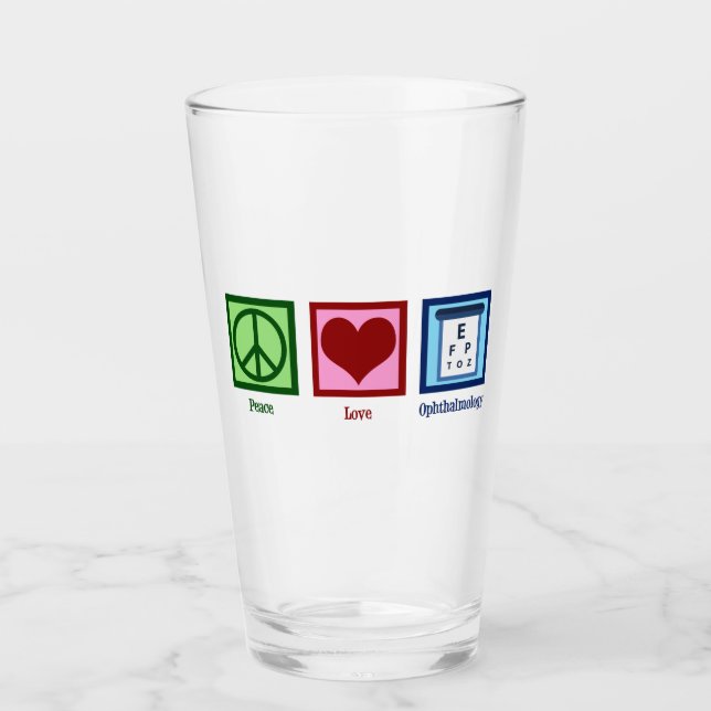 Ophthalmologist Peace Love Ophthalmology Glass (Front)