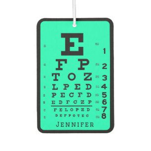Ophthalmology Eye Chart Teal & Black Personalized Air Freshener
