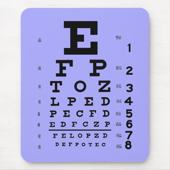 Ophthalmology Optometry Eye Chart Periwinkle Mouse Pad (Front)
