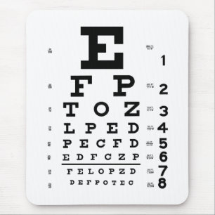 Ophthalmology Optometry Eye Chart White and Black Mouse Pad