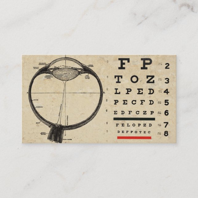 Ophthamologiste vintage Cartes de visite (Devant)