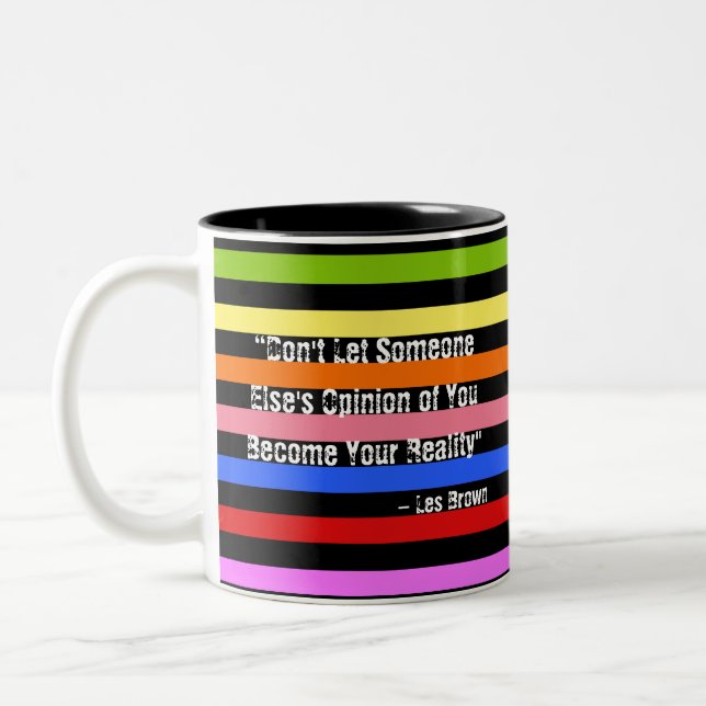 Opions are Not Reality Grunge Rainbow Two-Tone Coffee Mug (Left)
