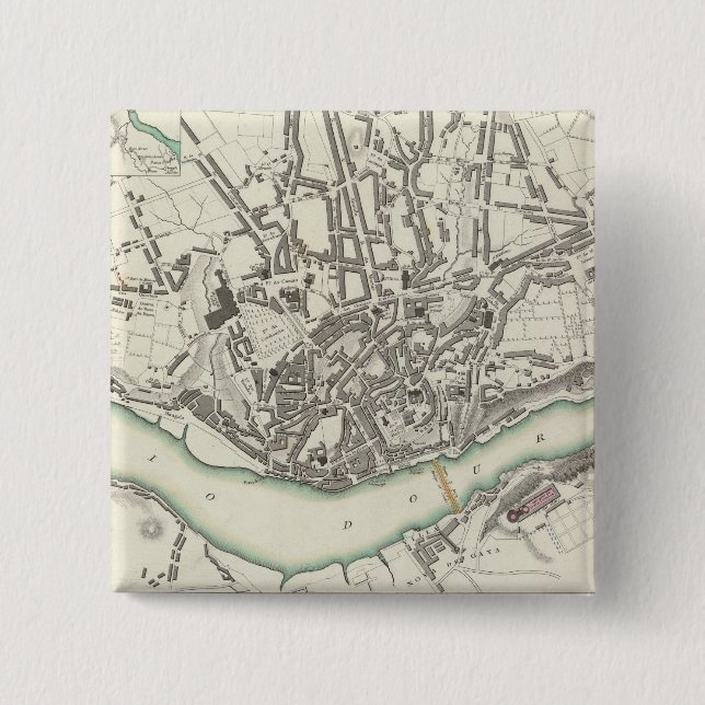 Oporto Porto 2 Inch Square Button (Front)