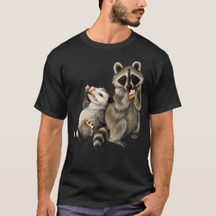 Opossum and Raccoon eating pizza T-Shirt