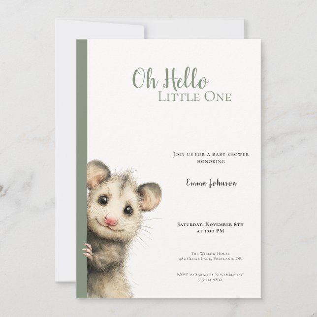 Opossum Baby Shower Invitation (Devant)