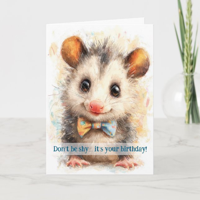 Opossum Birthday Card (Front)