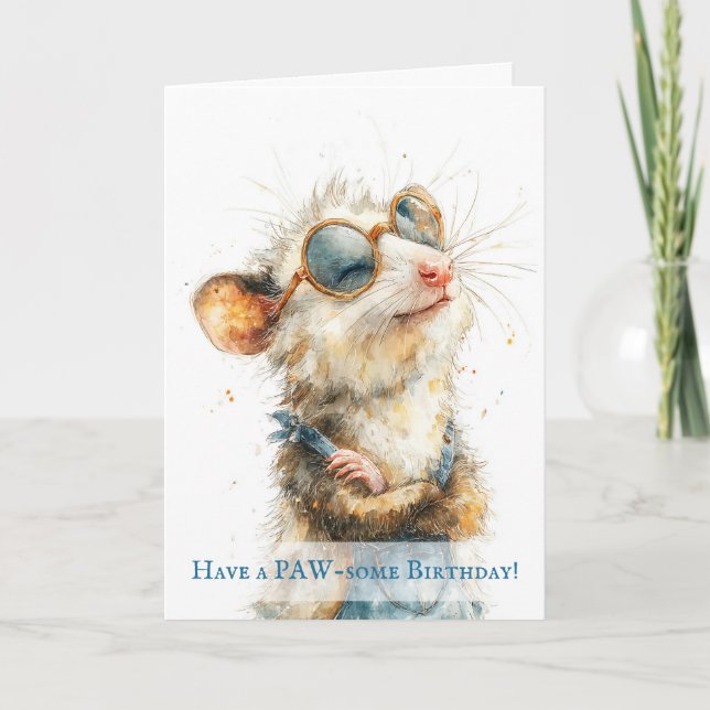 Opossum Birthday Card (Front)