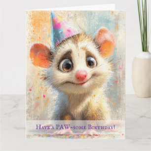 Opossum Birthday Card