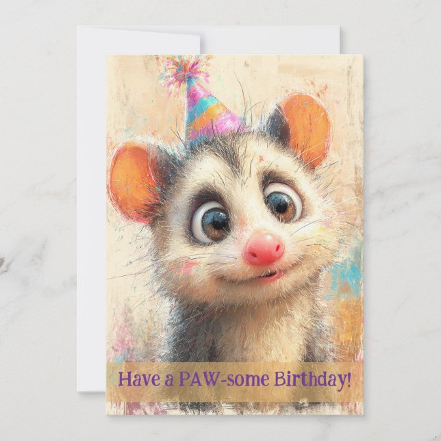 Opossum Birthday Card (Front)