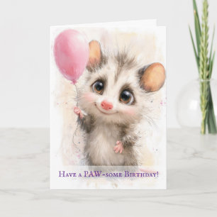 Opossum Birthday Card