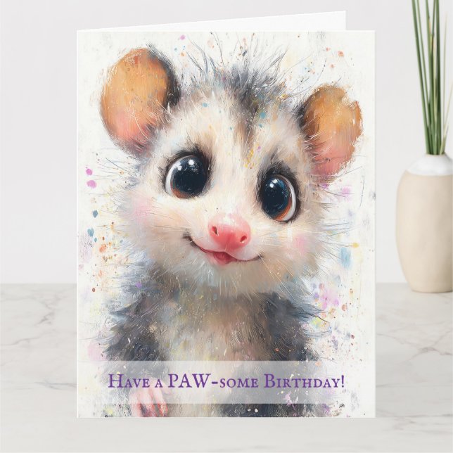 Opossum Birthday Card (Front)