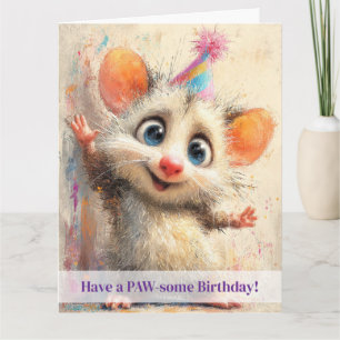 Opossum Birthday Card