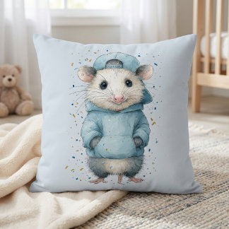 Opossum Birthday Pillow • Woodland Animal Decor