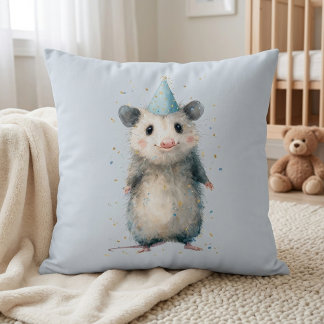 Opossum Birthday Pillow • Woodland Animal Decor