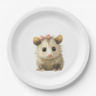 Opossum Birthday Plate • Cute Woodland Party Papie