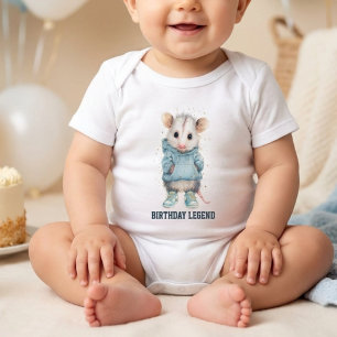 Opossum Birthday Romper • Woodland Animal Outfit