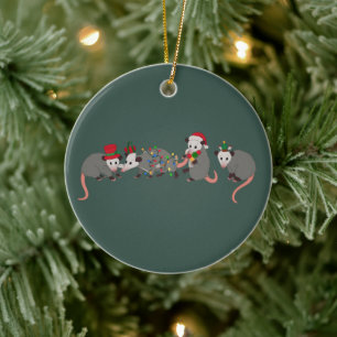 Opossum Christmas Cute Wild Animals Funny Xmas Ceramic Ornament