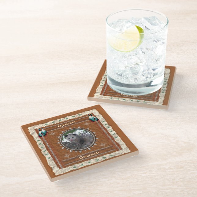 Opossum Diversion Energy Glass Coaster (Angled)