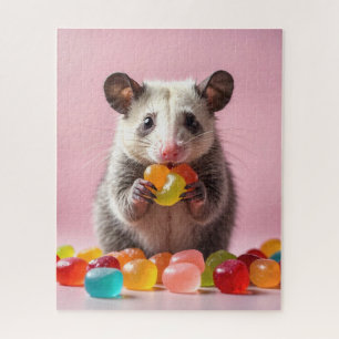 Opossum Eating Gummy Sweeties Jigsaw Puzzle