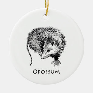 Opossum (line art) ceramic ornament