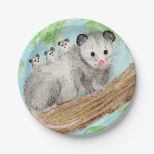 Opossum Mom Paper Plate