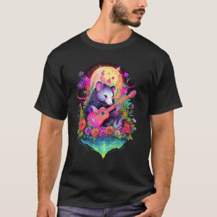 opossum playing guitar funny possum lover cottagec T-Shirt