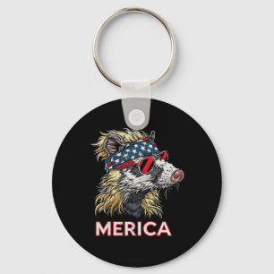 Opossum Possum - Patriotic Usa 4th Of July America Keychain