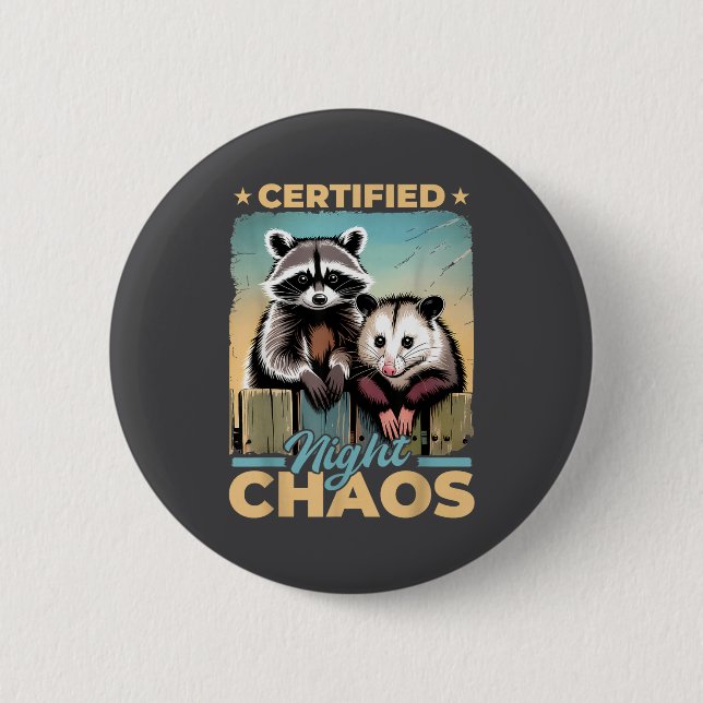 Opossum Raccoon World 2 Inch Round Button (Front)