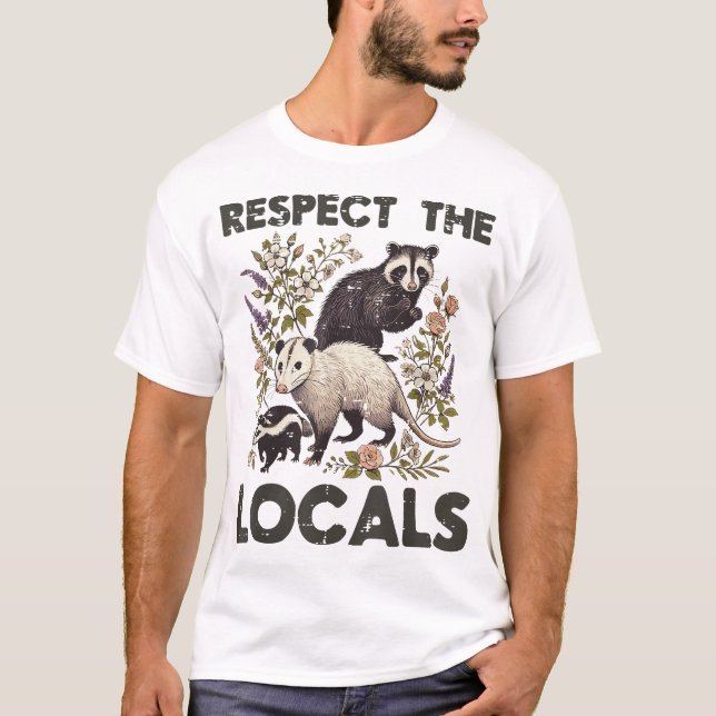 Opossum Respect Locals Raccoon Skunk Possum Men  T-Shirt (Front)