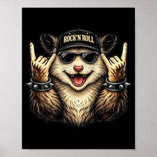 Opossum Rock On Music Heavy Metal Funny Gifts Men Poster