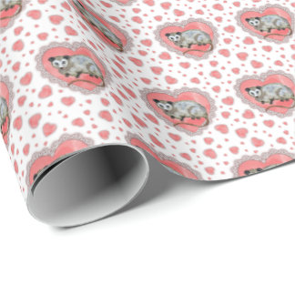 Opossum Valentine's Day  Wrapping Paper