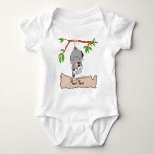 Opossum with sign baby bodysuit