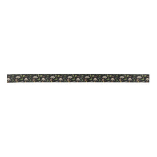Opossums in a Berry Field in Black Satin Ribbon