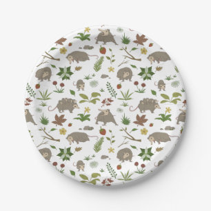 Opossums in a Berry Field in White Paper Plate