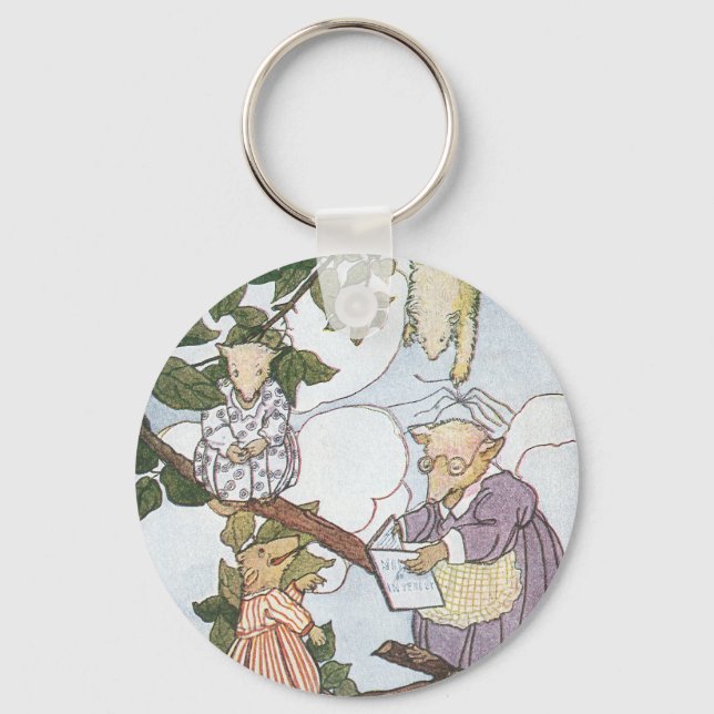 Opossums Make Reluctant Students Keychain (Front)