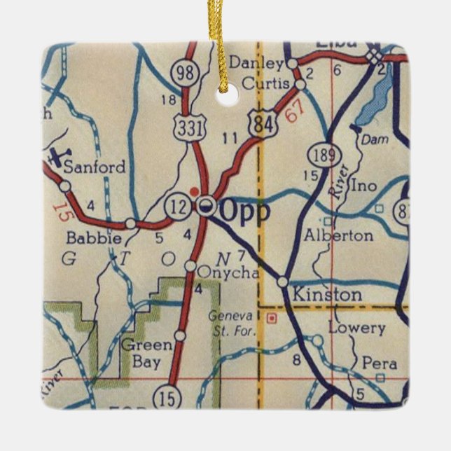 Opp Alabama Vintage Map Ceramic Ornament (Front)