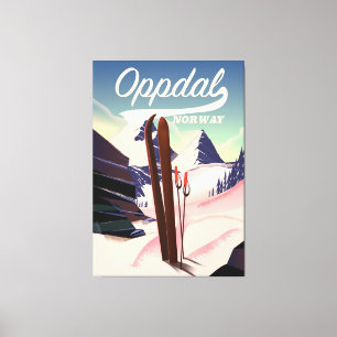 Oppdal norway ski poster. canvas print