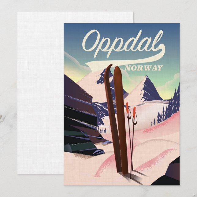 Oppdal norway ski poster. invitation (Front/Back)