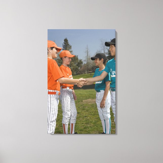 Opponents shaking hands canvas print (Front)
